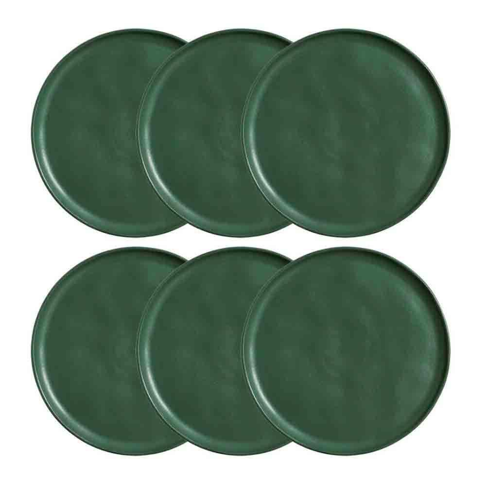 Conjunto com 6 Pratos Rasos Porto Brasil Bio Leaf em Stoneware 27,5 cm