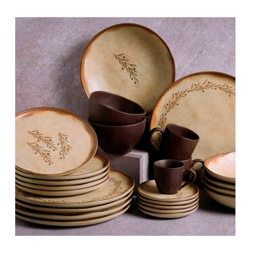 Conjunto com 6 Pratos Rasos Porto Brasil Bio Nativa em Stoneware 27,5 cm Cinza