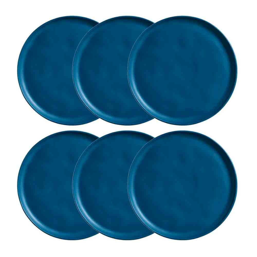 Conjunto com 6 Pratos Rasos Porto Brasil Bio Boreal em Stoneware 27,5 cm