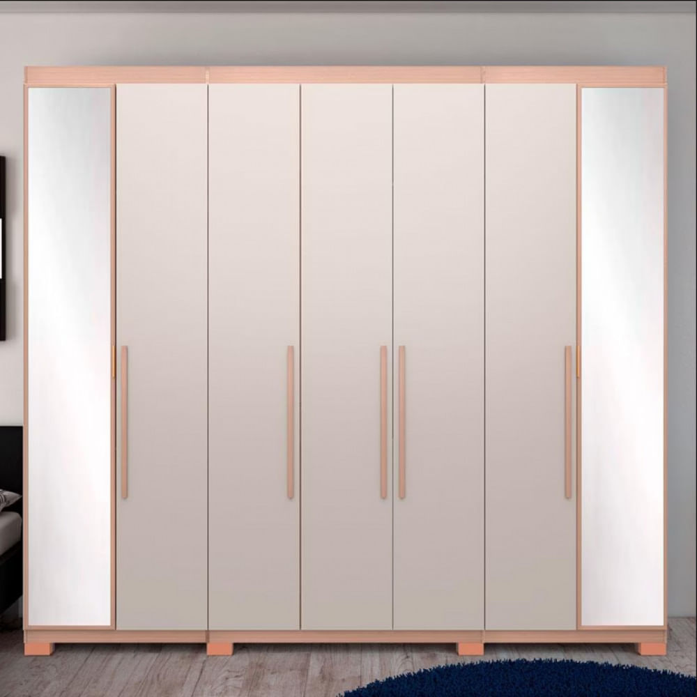 Guarda-Roupa Casal Diplomata Espelho 7 Portas 6 Gavetas e 2 Prateleiras Bartira