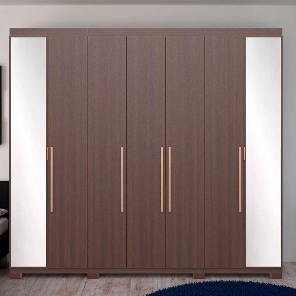 Guarda-Roupa Casal Diplomata Espelho 7 Portas 6 Gavetas e 2 Prateleiras Bartira