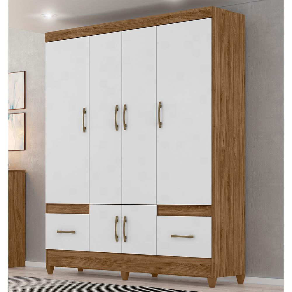 Guarda-Roupa MS912 com 6 Portas e 2 Gavetas Moval Naturale com Branco