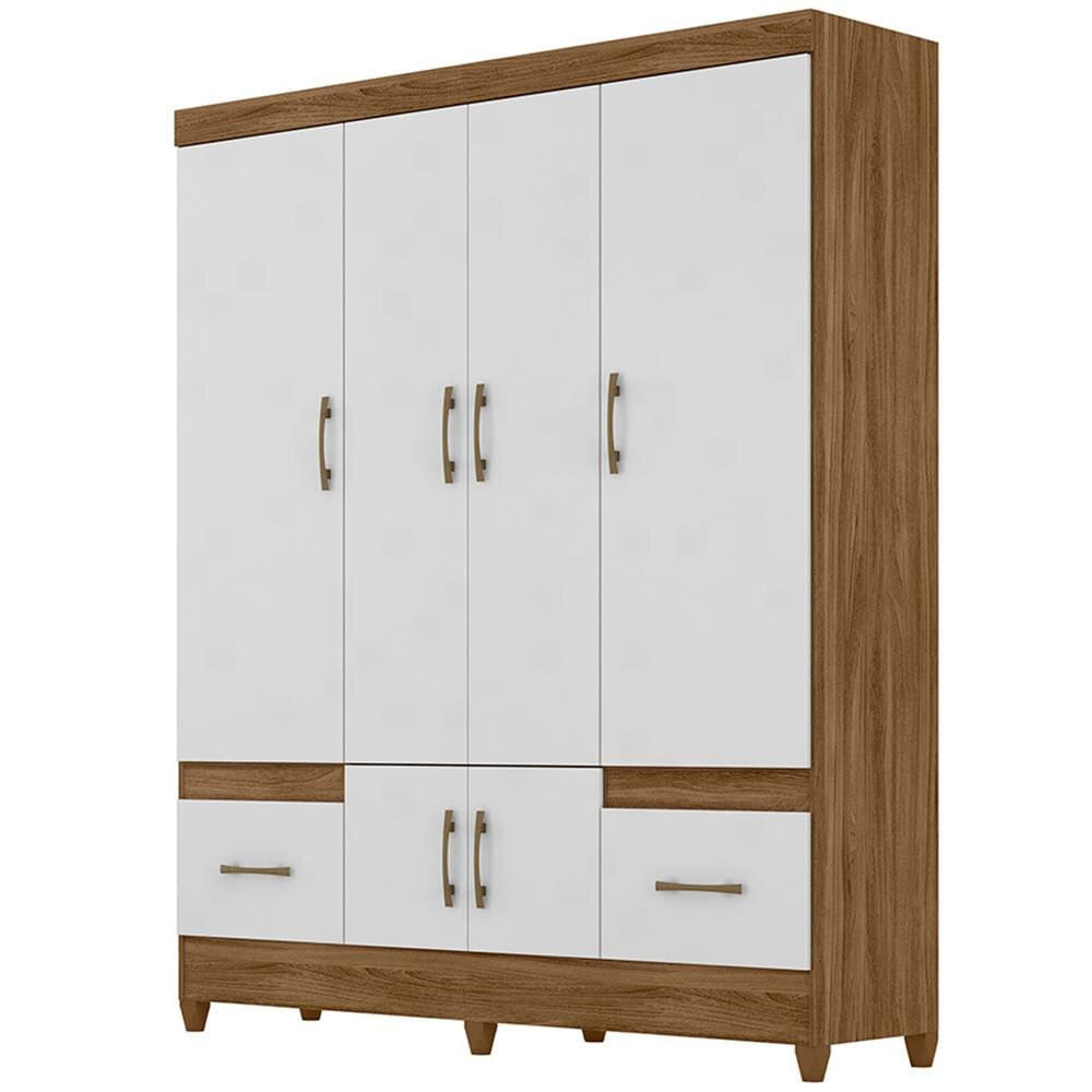 Guarda-Roupa MS912 com 6 Portas e 2 Gavetas Moval Naturale com Branco