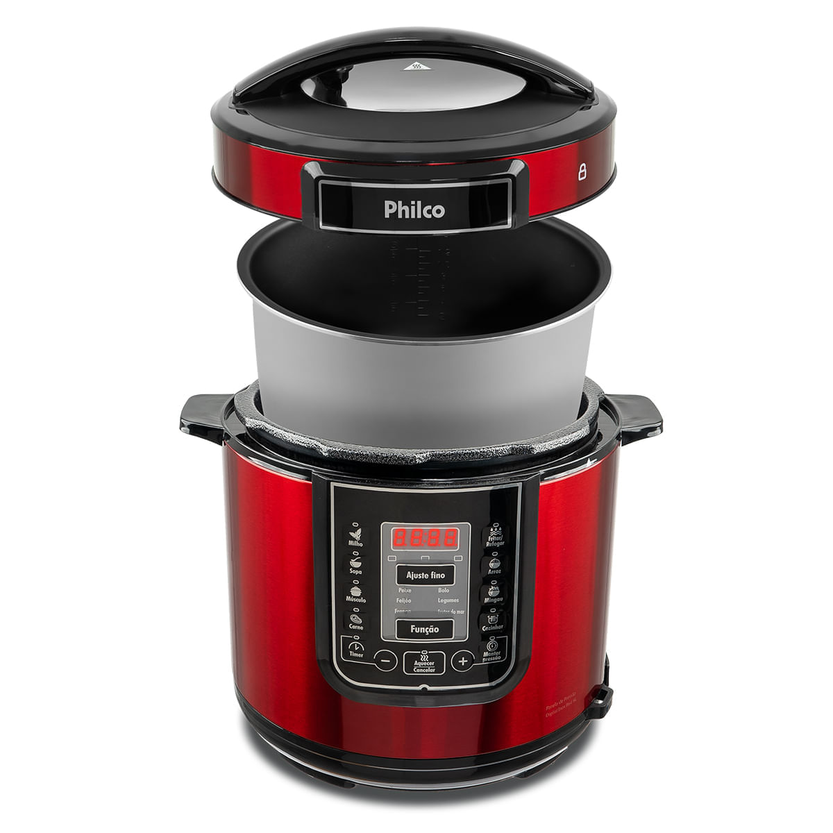 Panela de Pressão Digital Philco 6L Inox Vermelha 127V