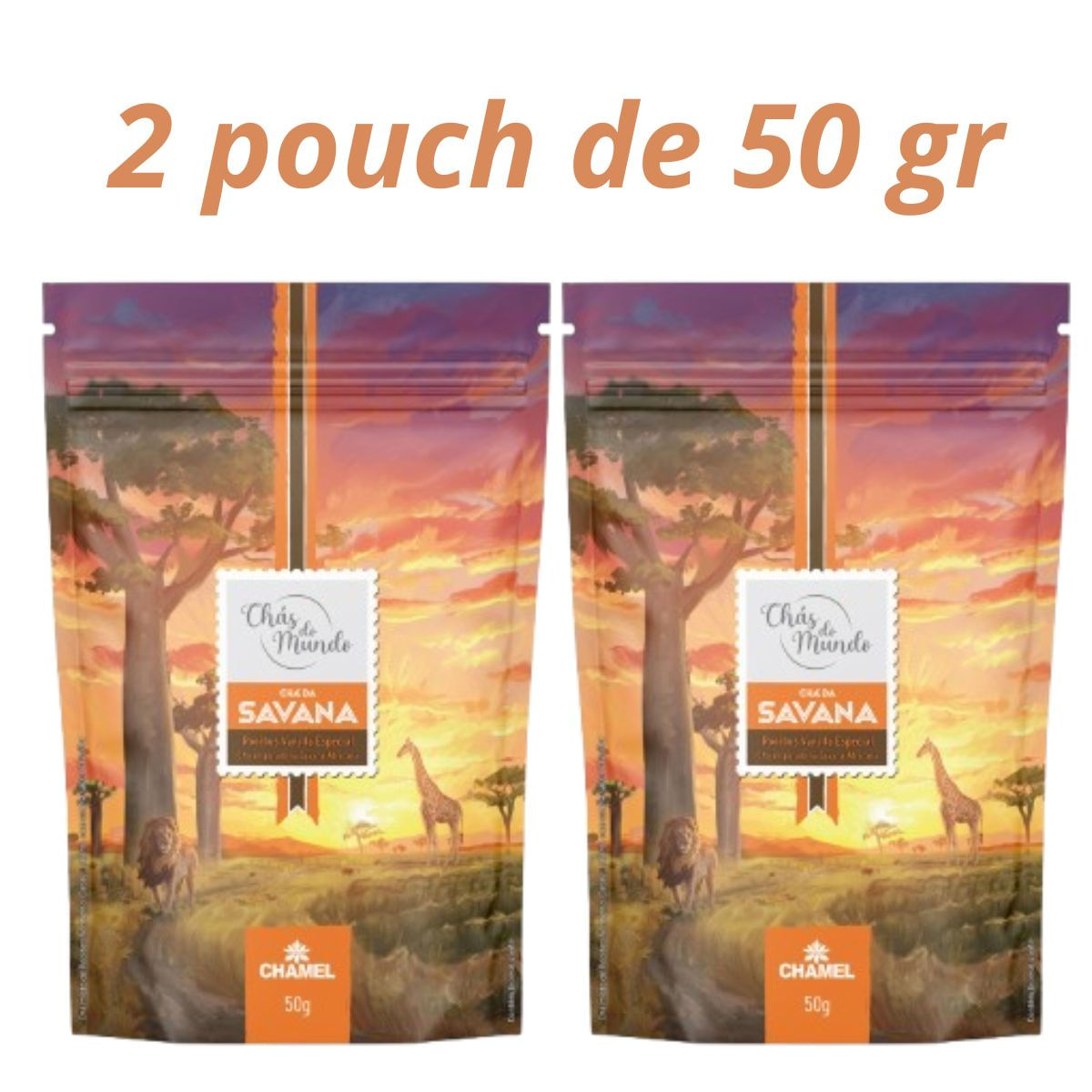 Chá da Savana 50g (Rooibos, Cacau, Laranja e Canela, c/aroma natural de Baunilha)  2 Pacotes