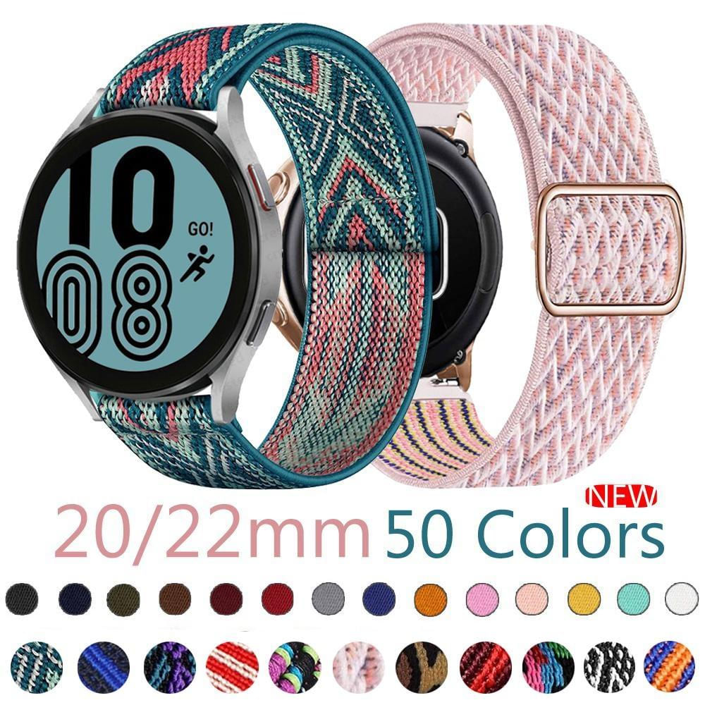 Pulseira de Nylon 20mm/22mm para Samsung Watch 6 5 e Huawei GT/2/2E/Pro