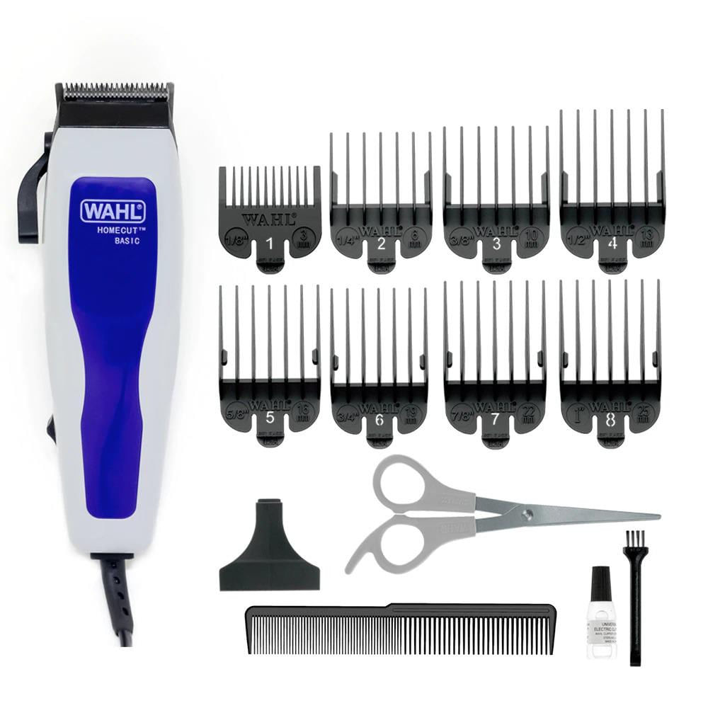 Máquina de Cortar Cabelo Wahl Home Cut Basic 9155 com 8 Pentes Branco com Azul / 220V