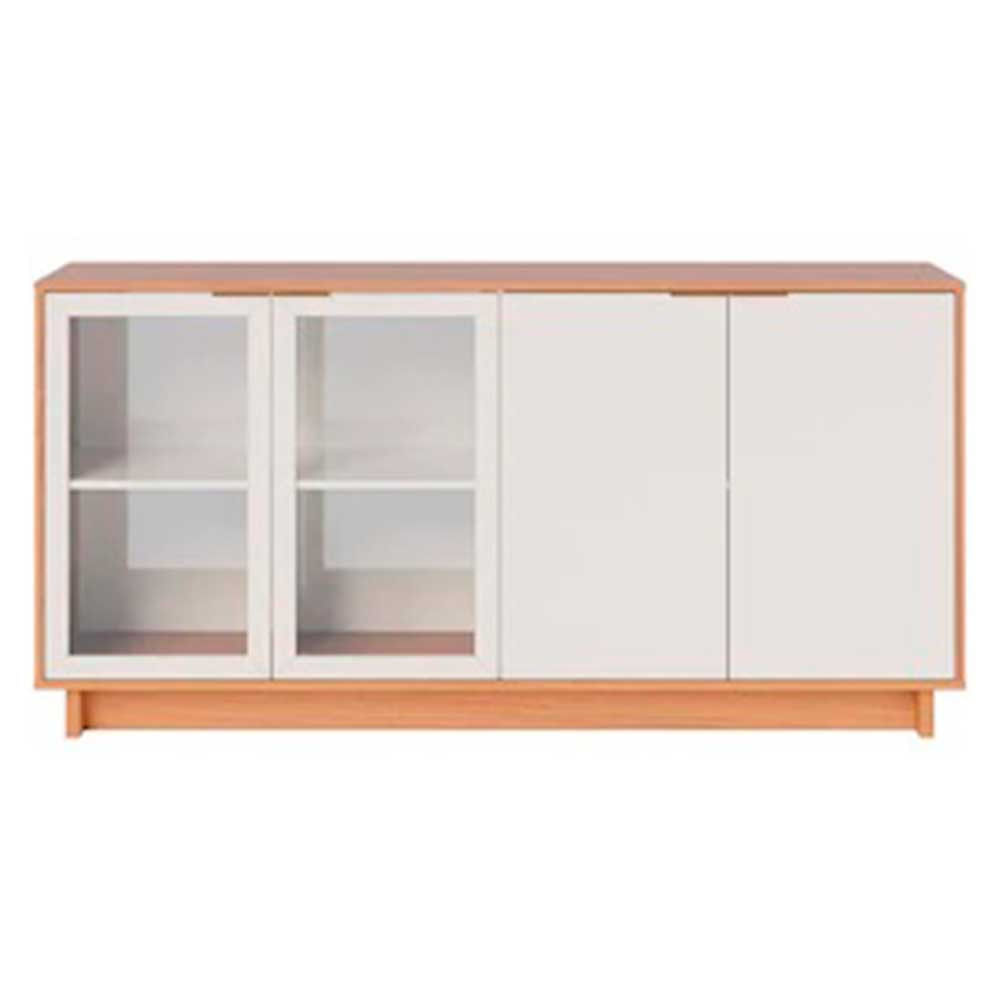 Buffet Vitória com 4 Portas e 4 Prateleiras Colibri Freijó com Off White
