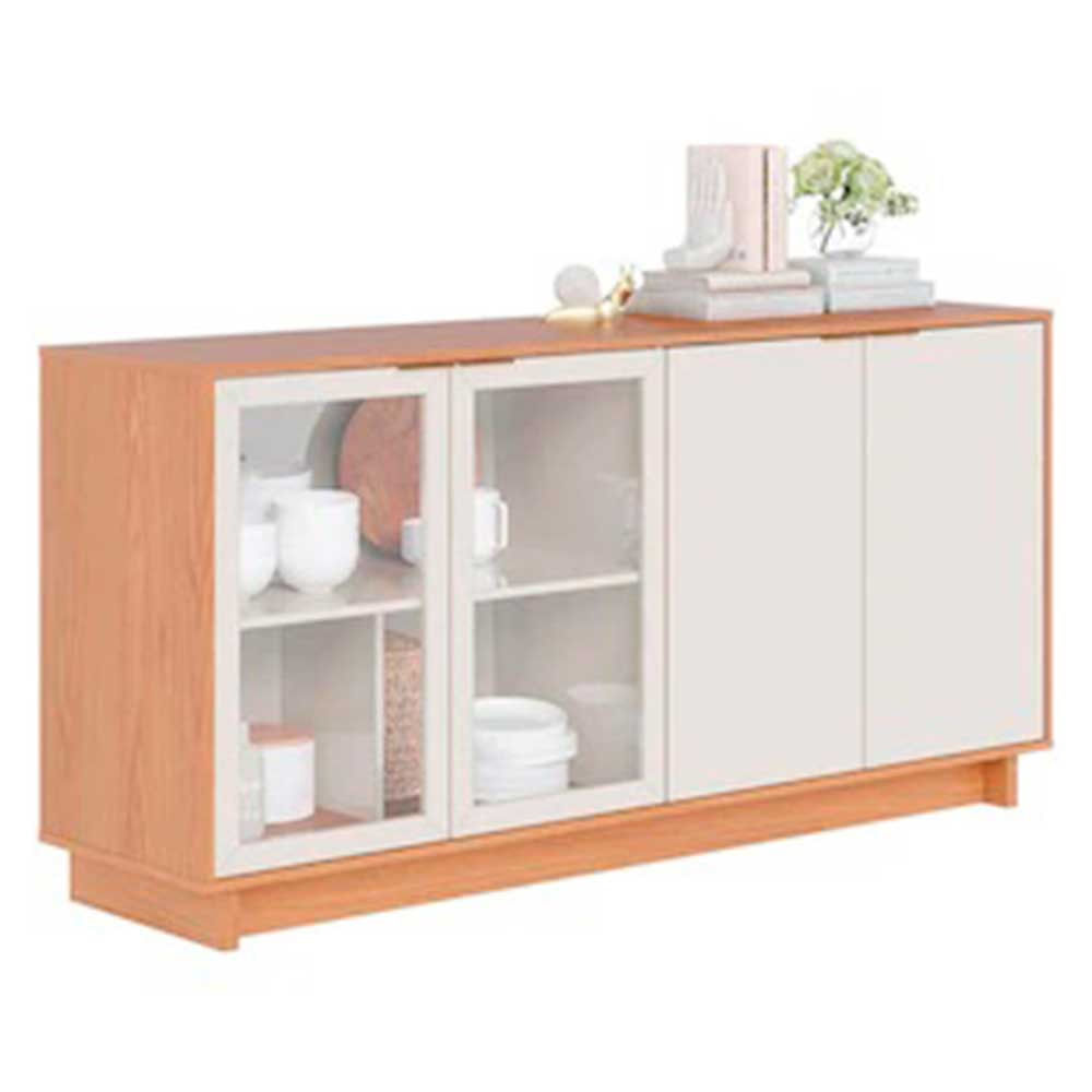 Buffet Vitória com 4 Portas e 4 Prateleiras Colibri Freijó com Off White