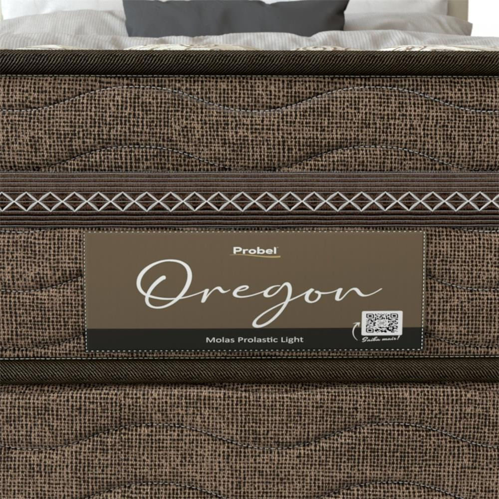 Cama Box Solteiro Óregon com Euro Pillow e Molas Prolastic 62x88x188cm Probel Bege com Marrom