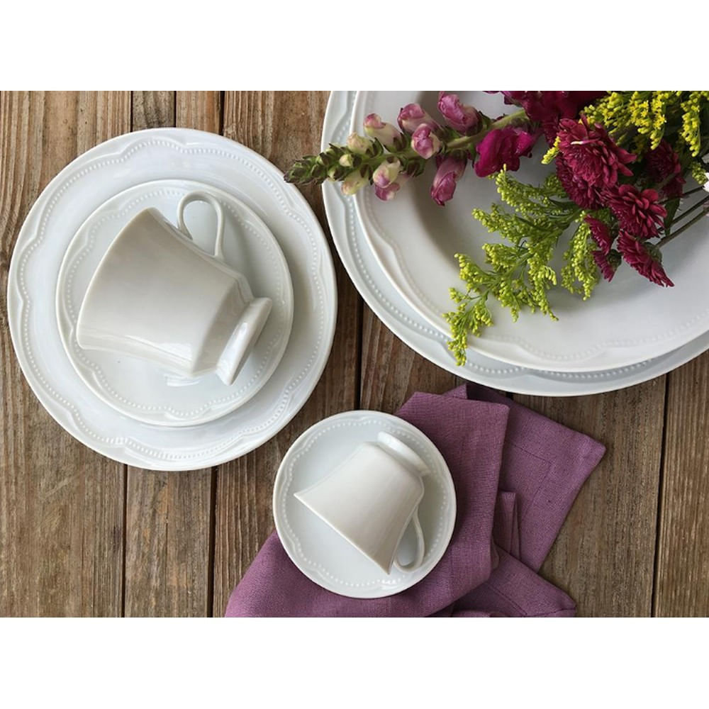 Conjunto de Xícaras para Café Germer Cottage em Porcelana 80 ml 6 Peças Branco