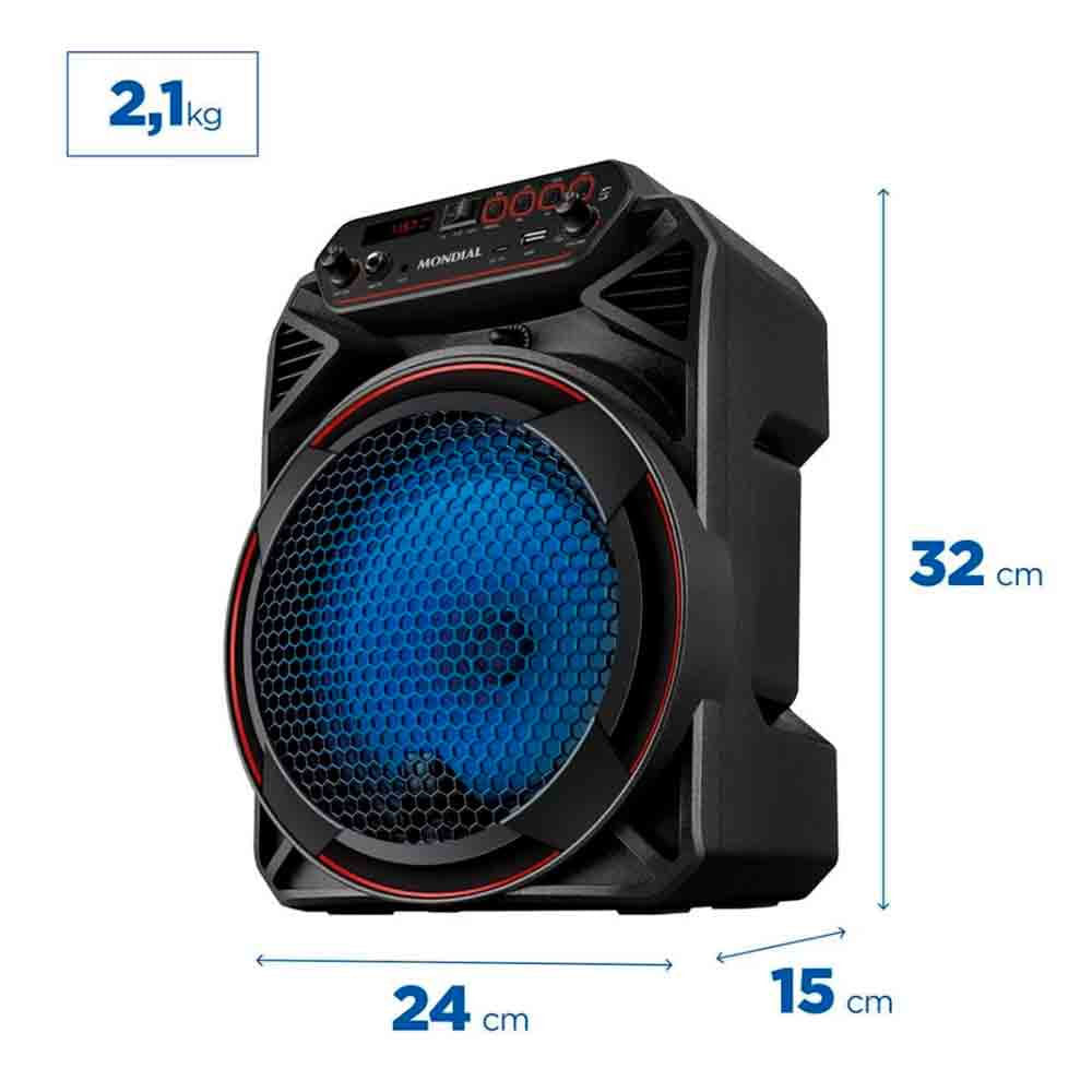 Caixa Amplificada Mondial CM-150 com Bluetooth, USB, Rádio FM e Função TWS - 150W Preto