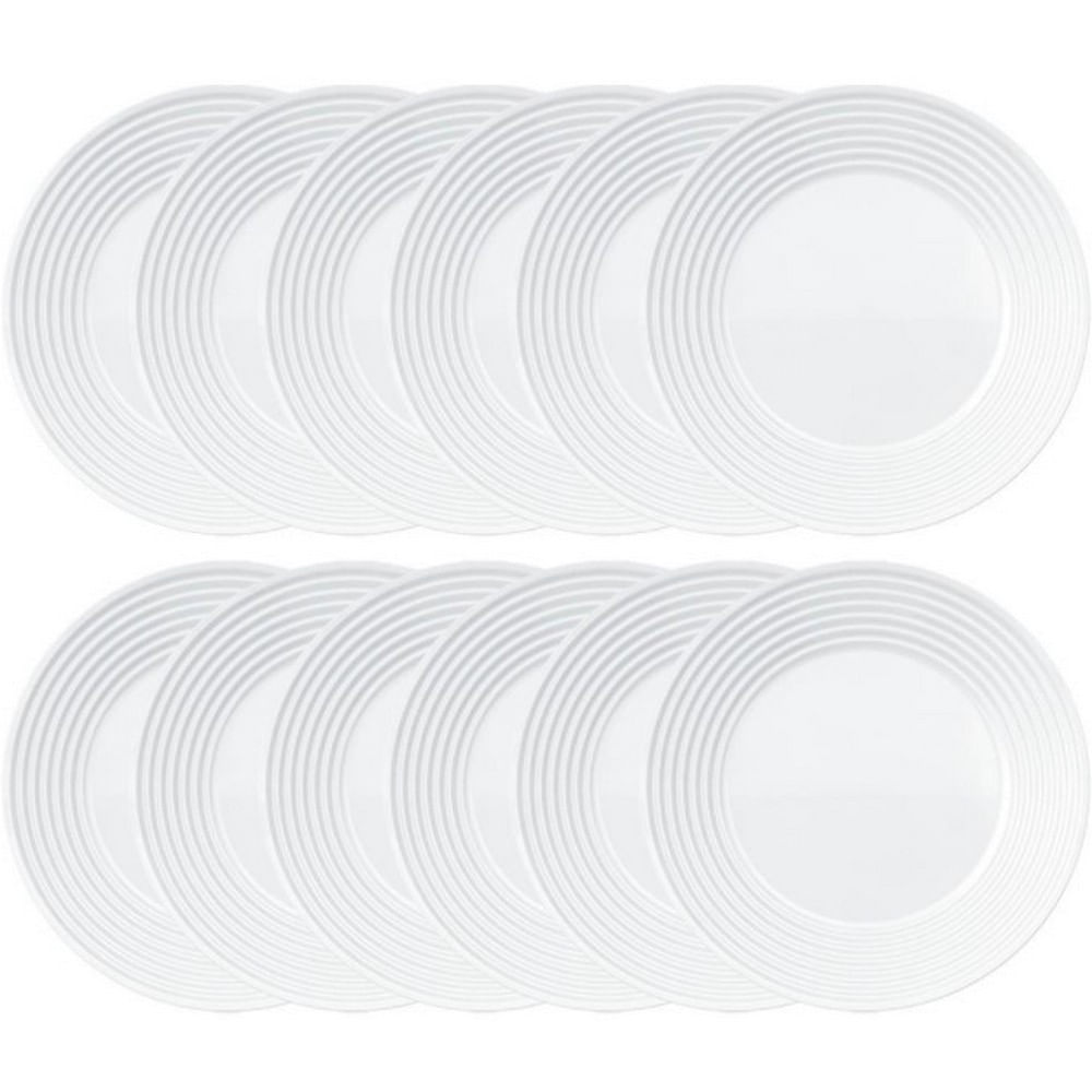 Conjunto de Pratos Rasos Duralex Saturno em Vidro 26cm 12 Peças Branco