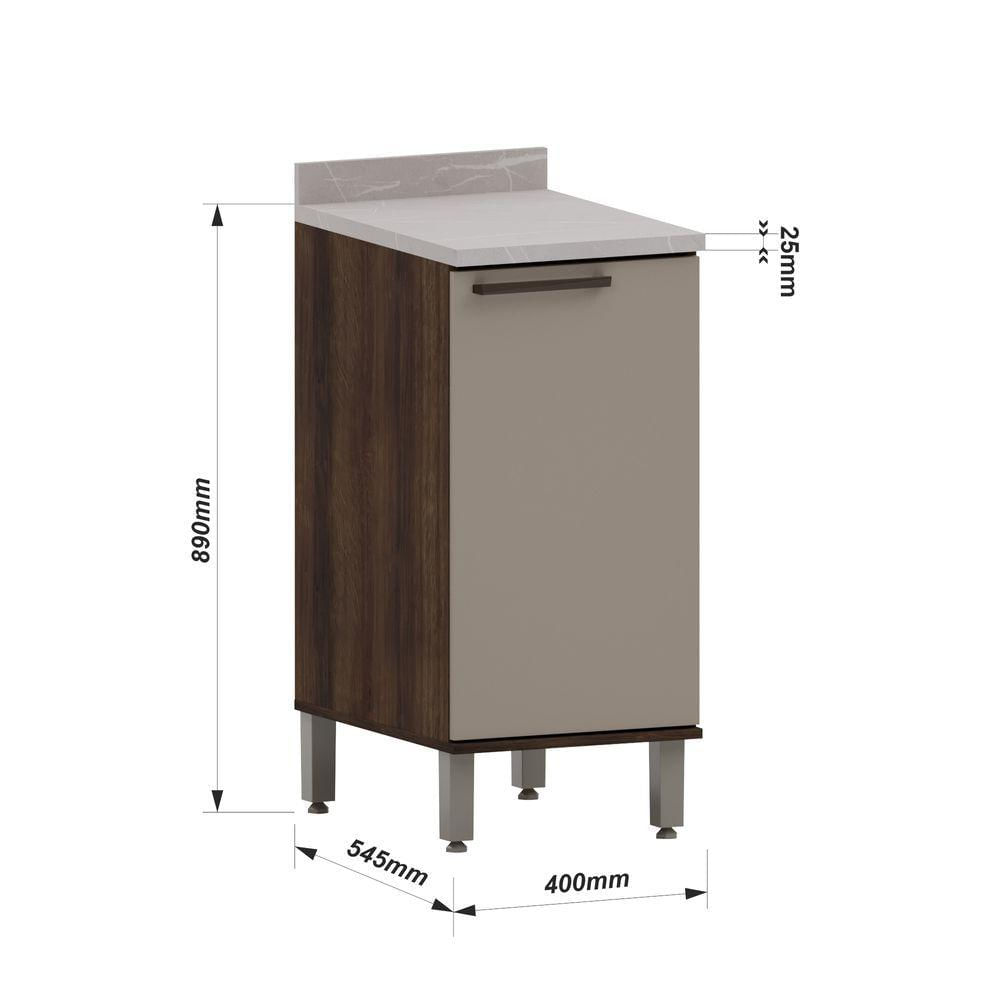 Balcão De Cozinha Com Tampo 40cm 1 Porta Luna Luciane Móveis