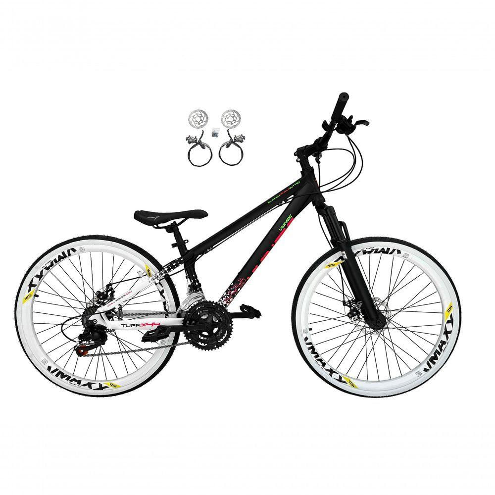 Bicicleta Aro 26 Vikingx Tuff X44 Preto-branco 21v Freios A Disco Hidráulicos(óleo) Aros Vmaxx Brancos