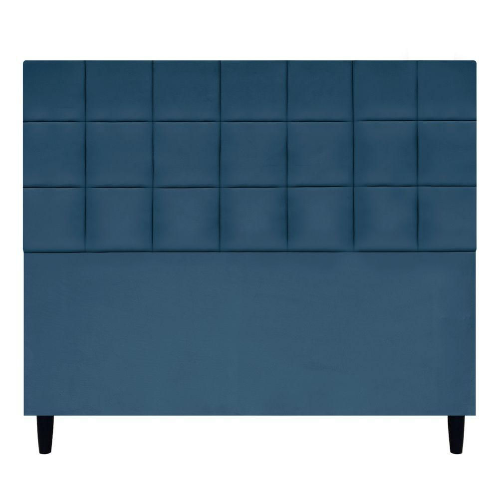 Cabeceira Decorativa Florem Para Cama De Casal 140 Cm Azul-marinho, Suede