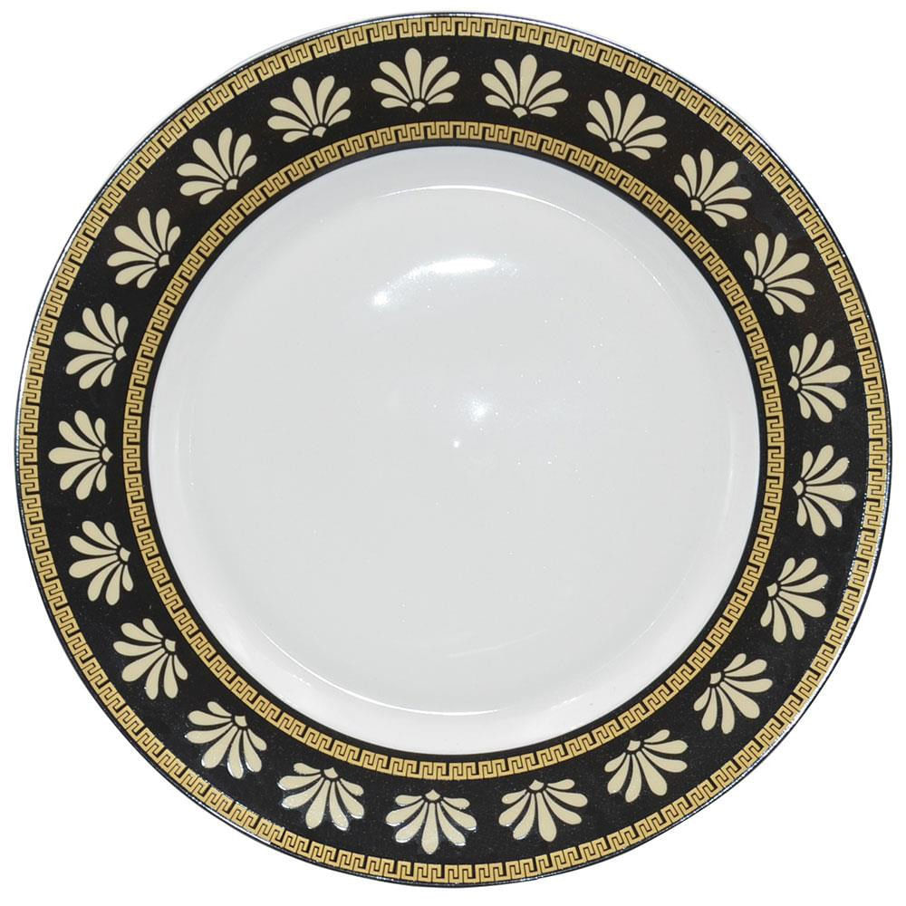 Aparelho de Jantar 42 Peças L Hermitage New Bone China Branco e Preto