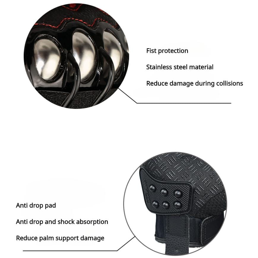 Luvas de motocicleta de dedo curto com proteção de aço para verão XXG / preto