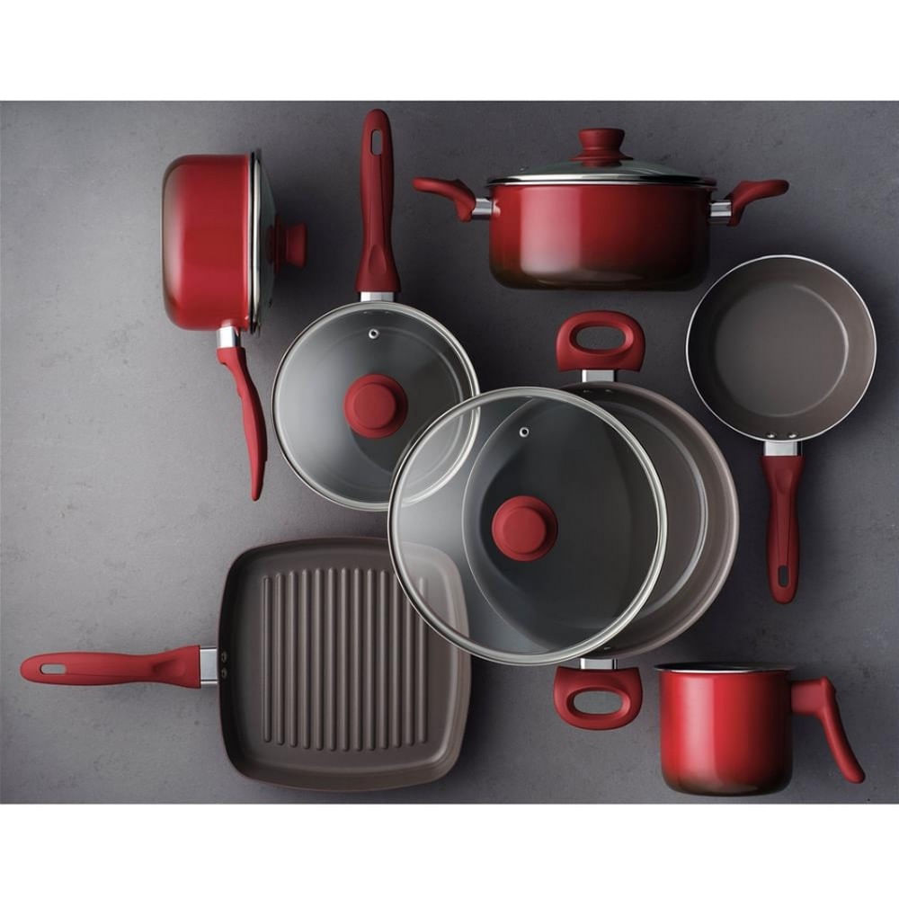 Conjunto de Panelas Brinox Ceramic Life 2.0 Antiaderente Cerâmico 7 Peças Vermelho