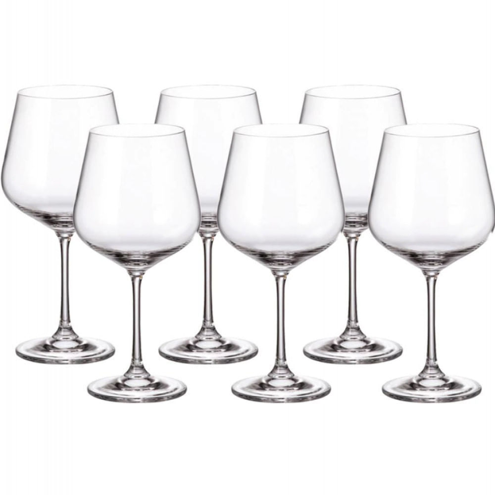 Conjunto de Taças para Vinho Burgundy Bohemia Strix 600ml - 6 Peças Transparente