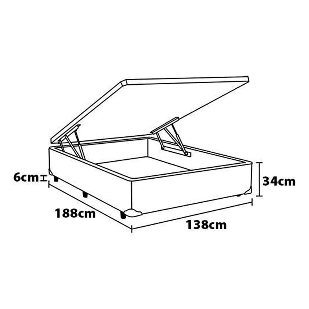 Cama Box de Casal Probel Guarda Costas Espuma D33 com Baú 54x138x188cm Bege com Marrom