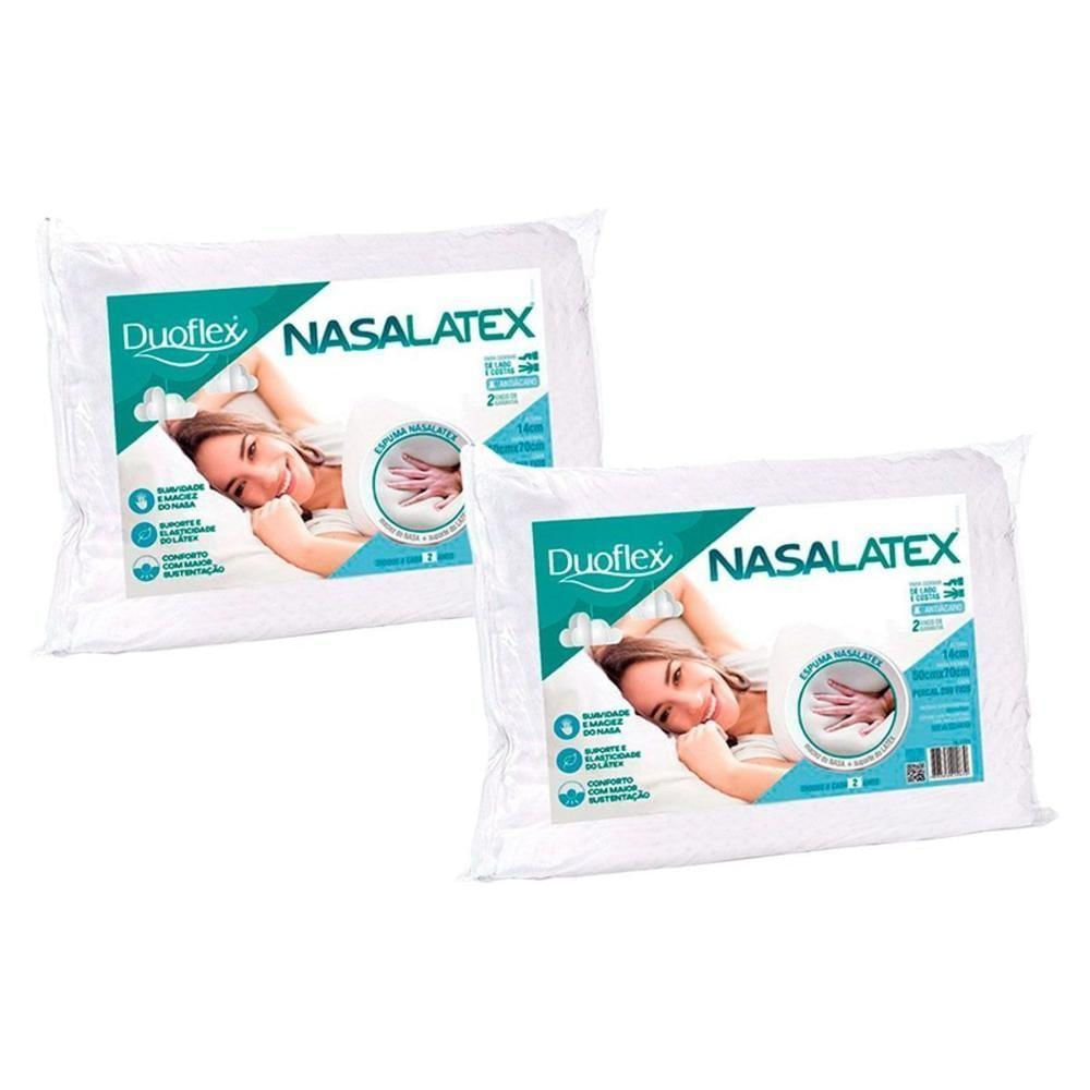 Travesseiro Látex Nasa Nl1101 C/ Capa Percal 200 Fios Kit C/ 2 Un 50x70 - Duo