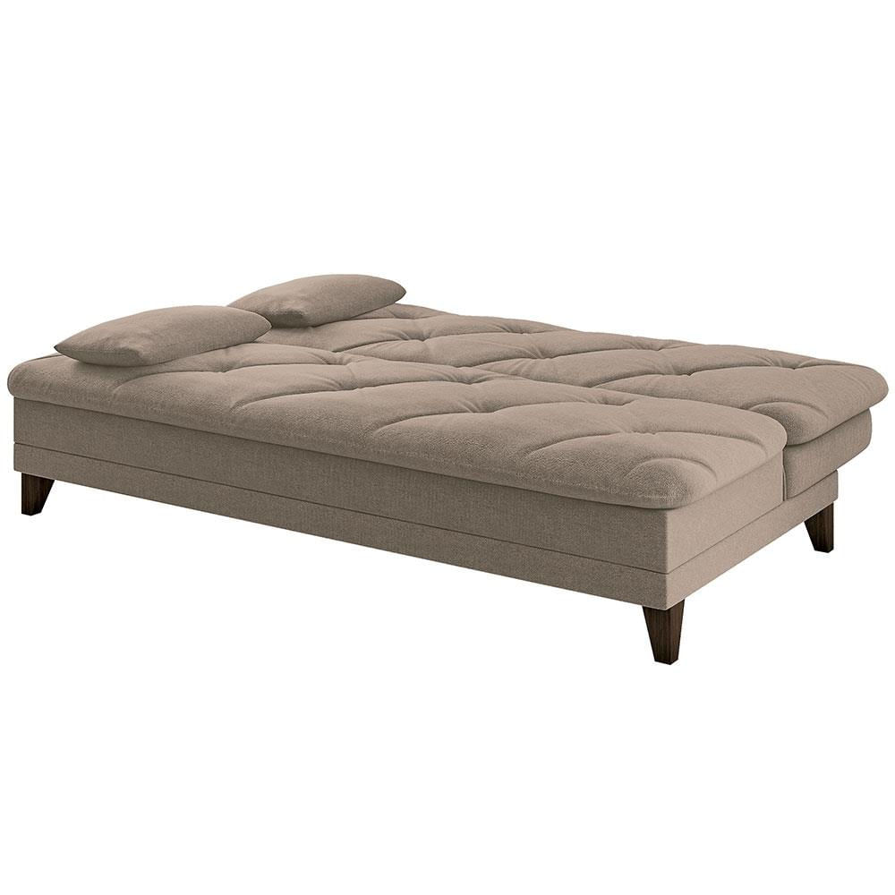 Sofá-Cama 3 Lugares Linoforte Jamile com Encosto Reclinável em Tecido Suede 188cm de largura Areia