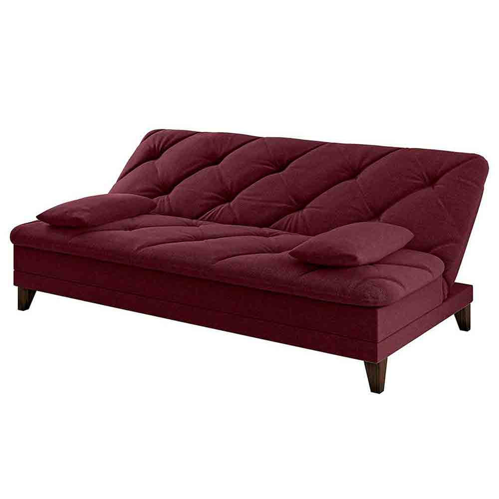 Sofá-Cama 3 Lugares Linoforte Jamile com Encosto Reclinável em Tecido Suede 188cm de largura Vermelho Carmim