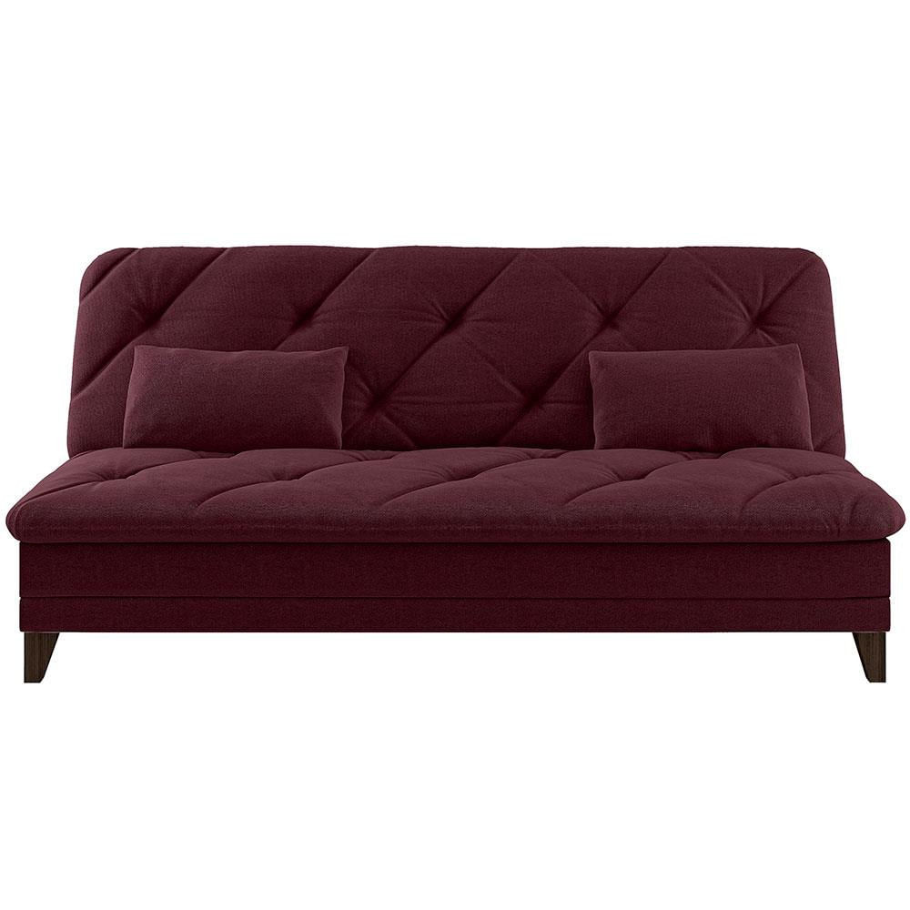 Sofá-Cama 3 Lugares Linoforte Jamile com Encosto Reclinável em Tecido Suede 188cm de largura