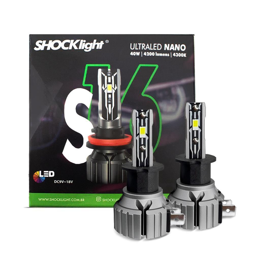 Kit Lâmpadas Ultra Led H3 S16 Nano 4300k 4200 Lumens 40w