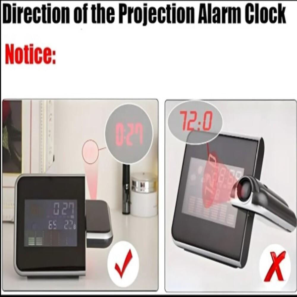 Relogio Projetor Despertador Led Digital Hora Temperatura Estacao Metereologica De Mesa Giratorio Previsao Tempo Soneca