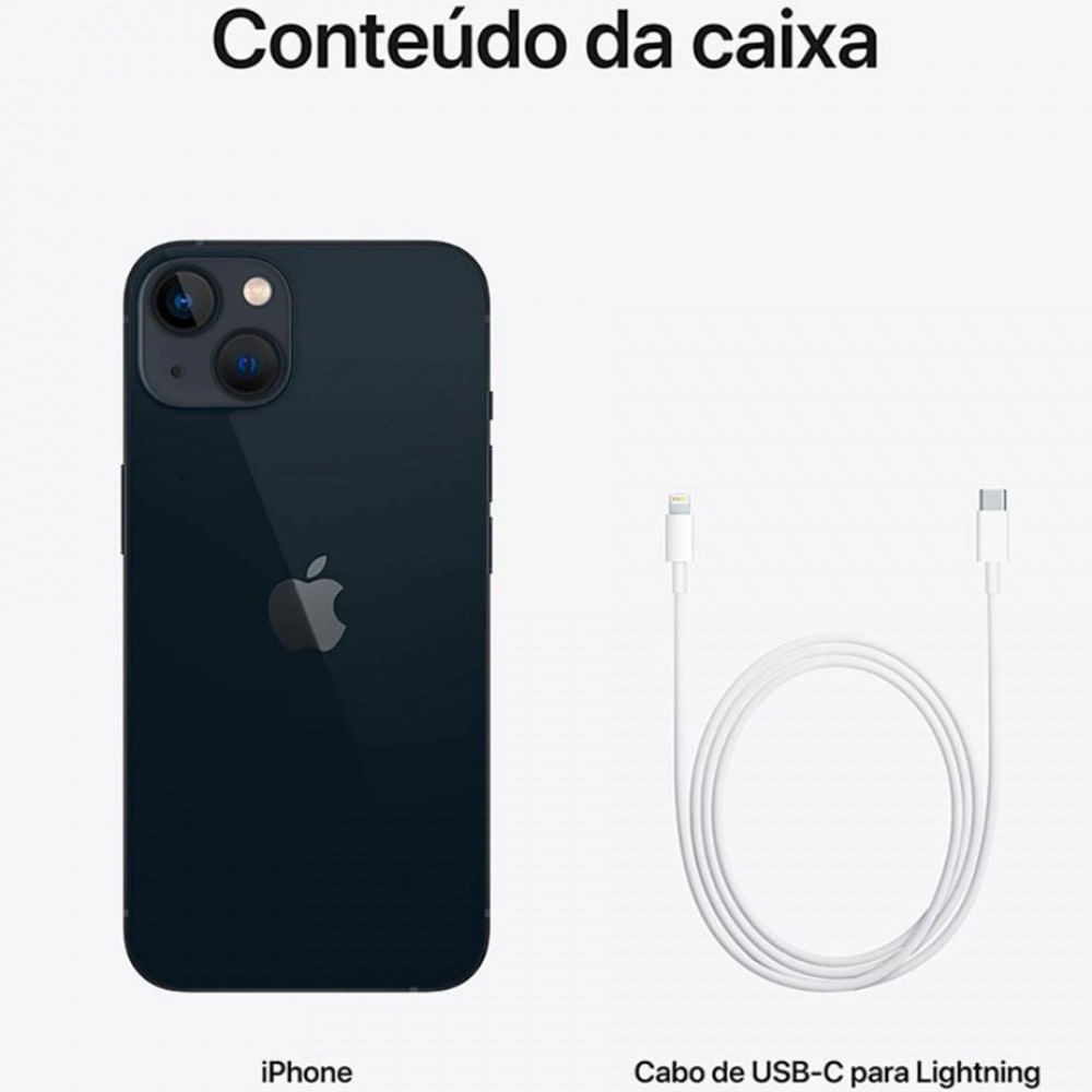 iPhone 13 128GB Meia-noite Tela de 6,1Pol Câmera Dupla 12MP Apple Preto / Bivolt