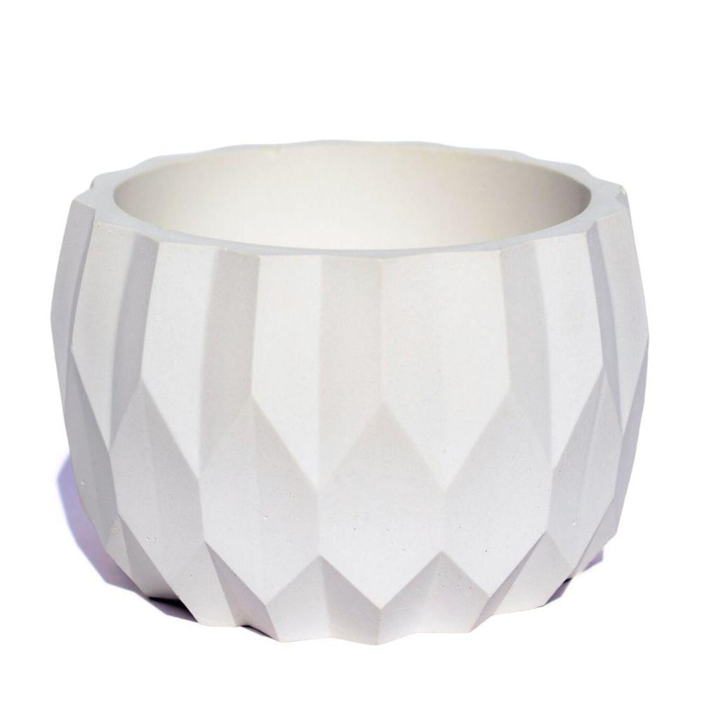 Vaso Decorativo Losangos 9,5cm Cimento Artesanal Sala E Cozinha Branco