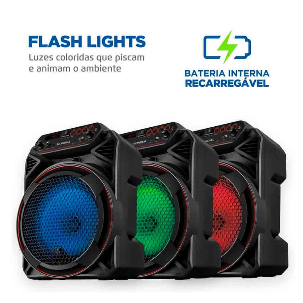 Caixa Amplificada Mondial CM-150 com Bluetooth, USB, Rádio FM e Função TWS - 150W Preto