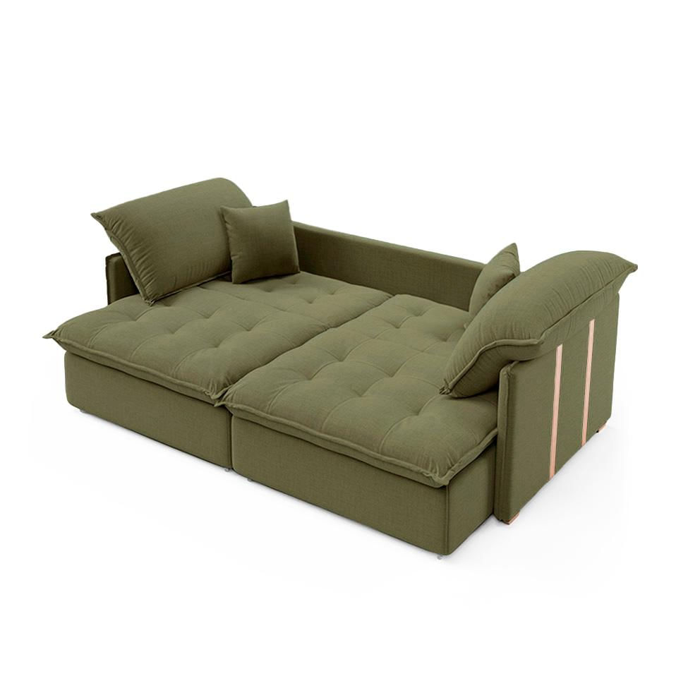 Sofá Retrátil Sem Caixa 3 lugares Solomons Velosuede Verde 180 cm