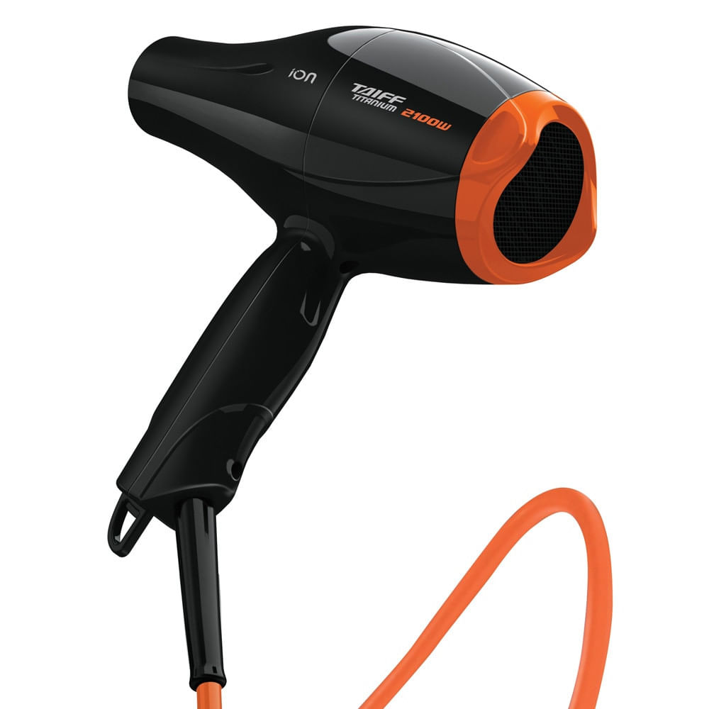 Secador de Cabelos Taiff Titanium Colors com Emissão de Íons Motor AC Profissional 2100W Preto com Laranja / 110V