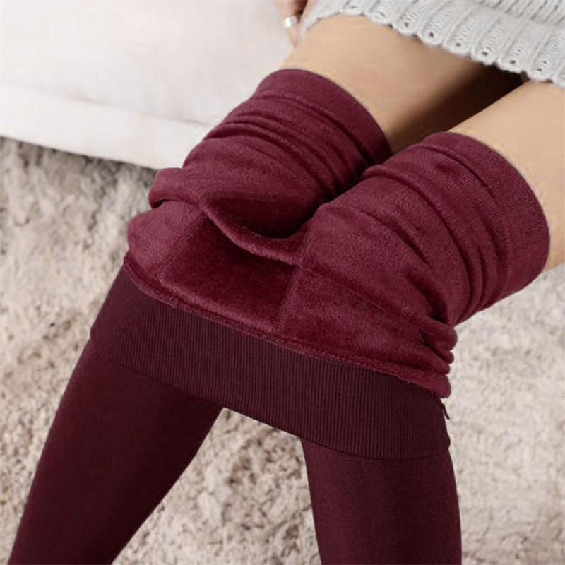 Leggings Femininas Auroth Inverno Plus Veludo Quente Cintura Alta M / vermelho vinho