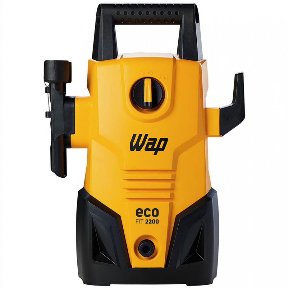 Lavadora de Alta Pressão Wap Eco Fit 2200 1500PSI Econômica com Jato de Água Leque e Concentrado e Sistema Stop Total 1400W Preto com Amarelo / 110V