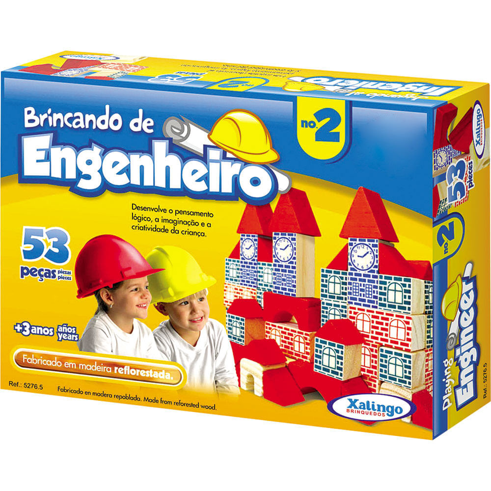 Blocos de Montar 53 Peças Brincando de Engenheiro nº2 5276.5 Xalingo