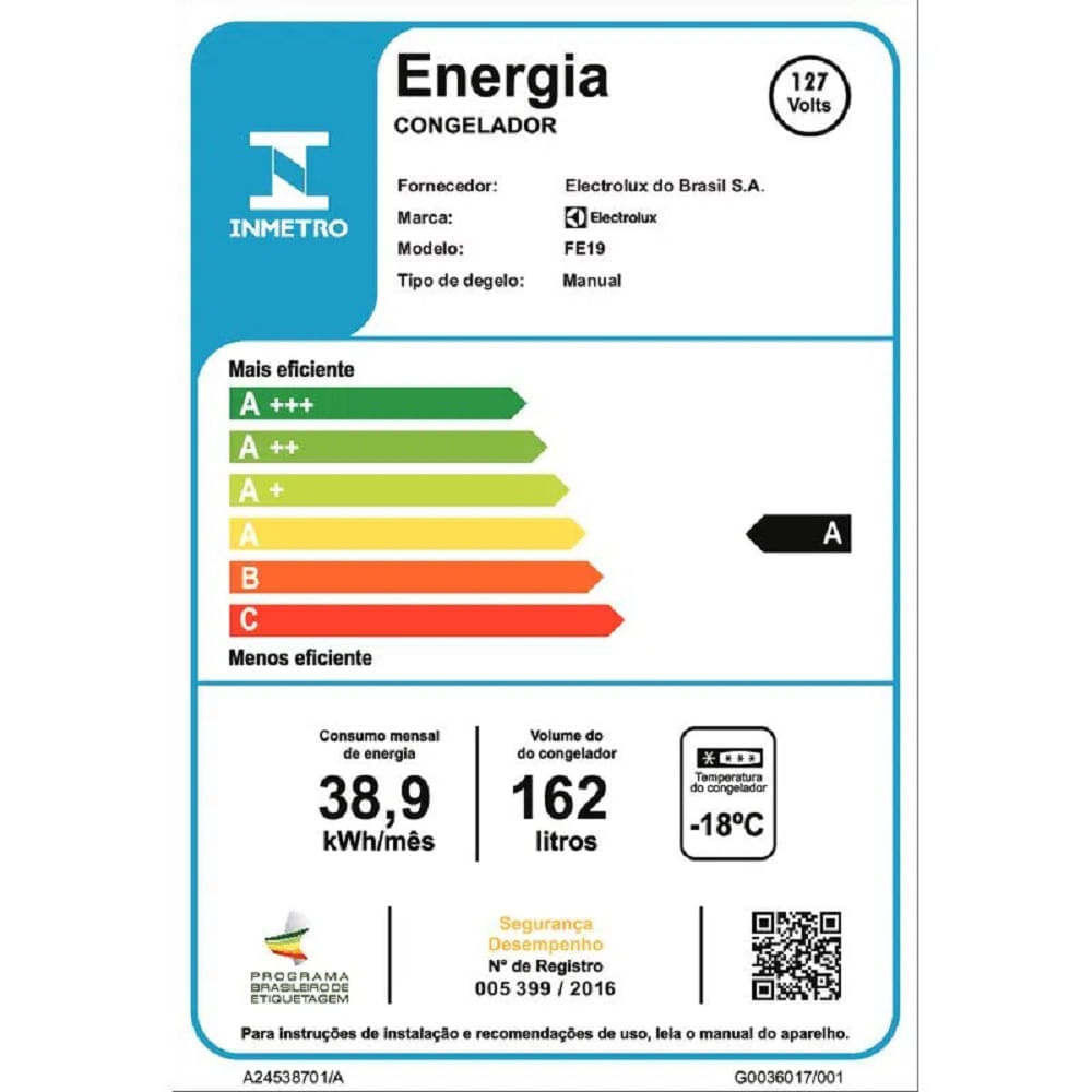 Freezer Vertical Electrolux 162 Litros Cycle Defrost Uma Porta Branco FE19 – 220 Volts 220 Volts