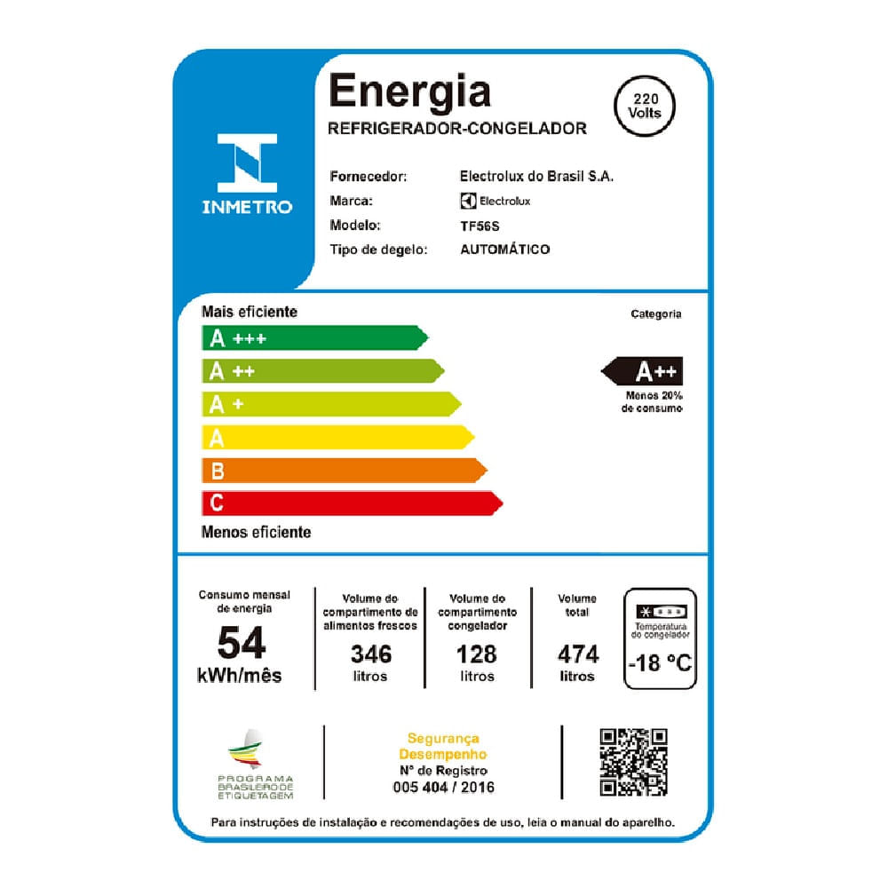 Refrigerador Electrolux 474 Litros TF56S Platinum – 220 Volts 220 Volts