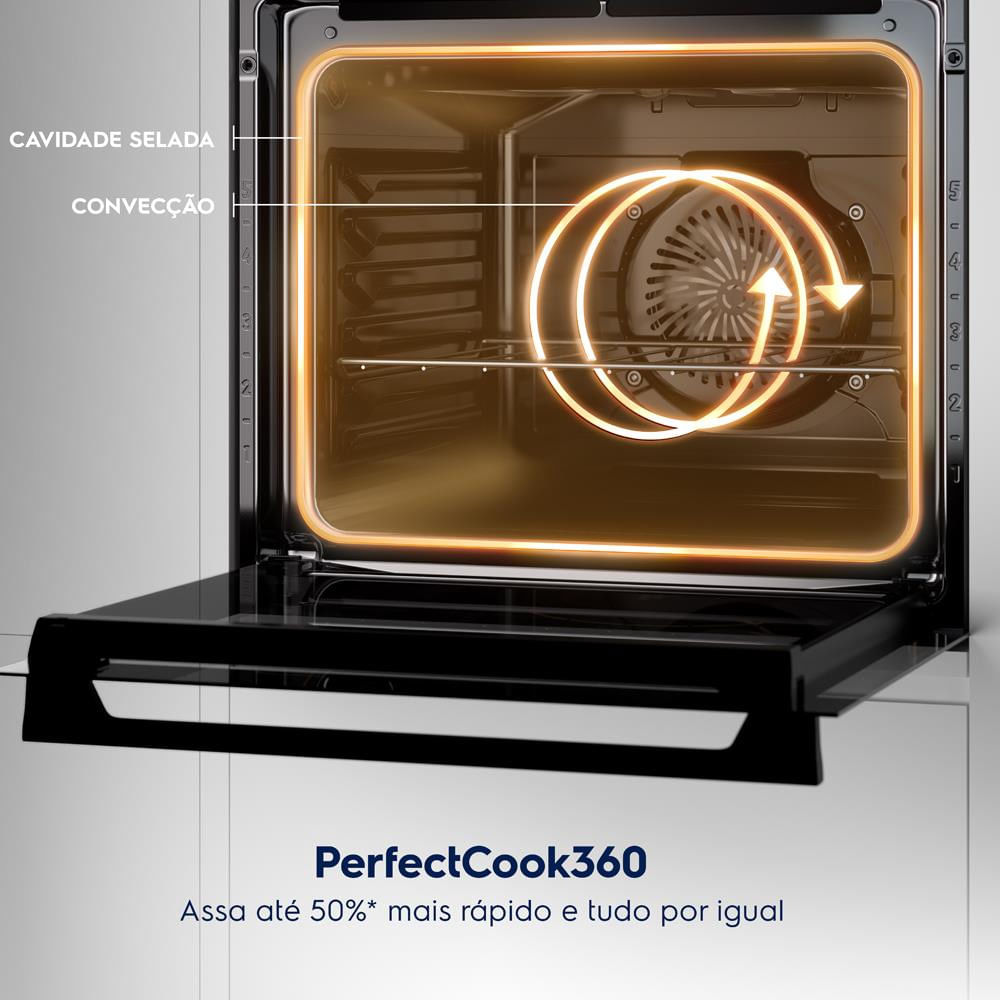 Forno de Embutir Elétrico Electrolux OE4EH Efficient com Perfectcook 360 - 50L Preto / 220V