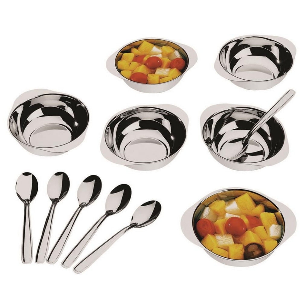 Conjunto de Tigelas para Sobremesa Brinox Jornata em Aço Inox 9,2 cm 12 Peças