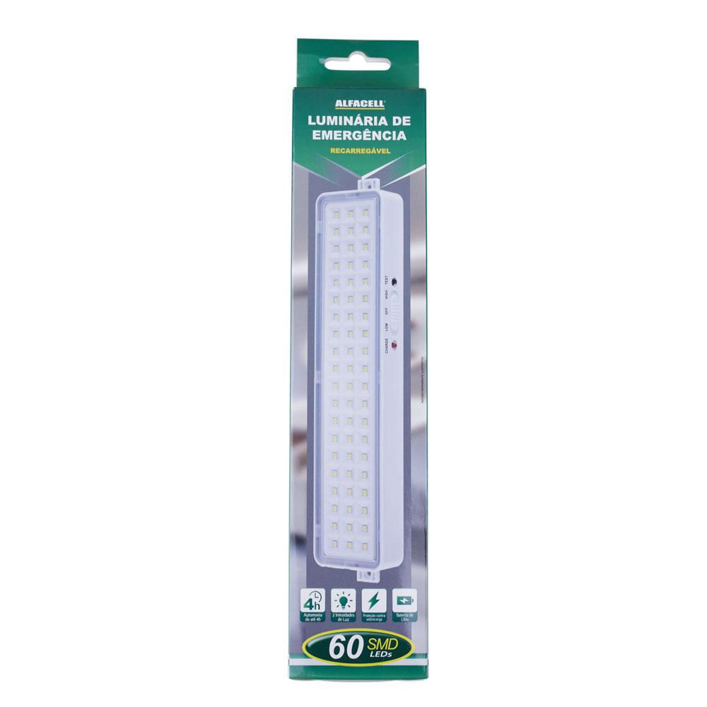 Luminária de Emergência 60 Leds Alfacell AL50082 Bivolt Bivolt