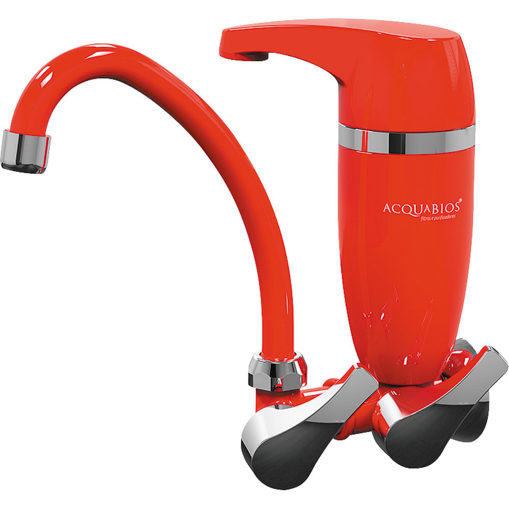 Torneira Móvel com Filtro Parede Acqua Premium Acquabios Vermelha
