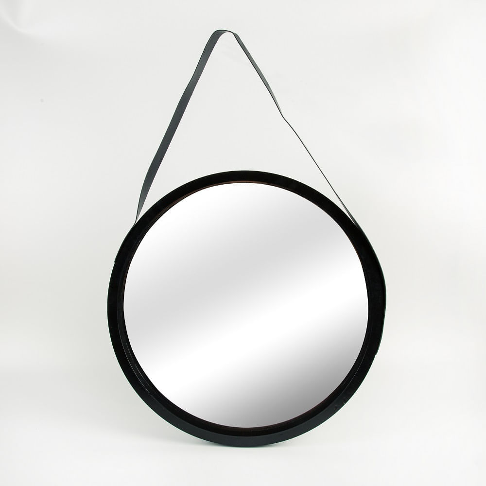 Espelho Redondo com Alça 50cm Cazza Sirius Preto