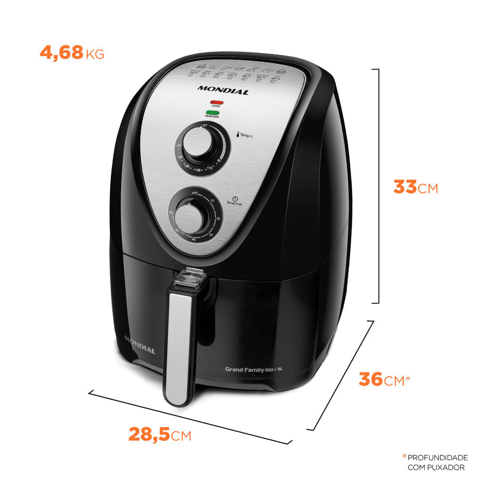 Fritadeira Elétrica Air Fryer 5 Litros AFN50BI Mondial Preta 127V 127V