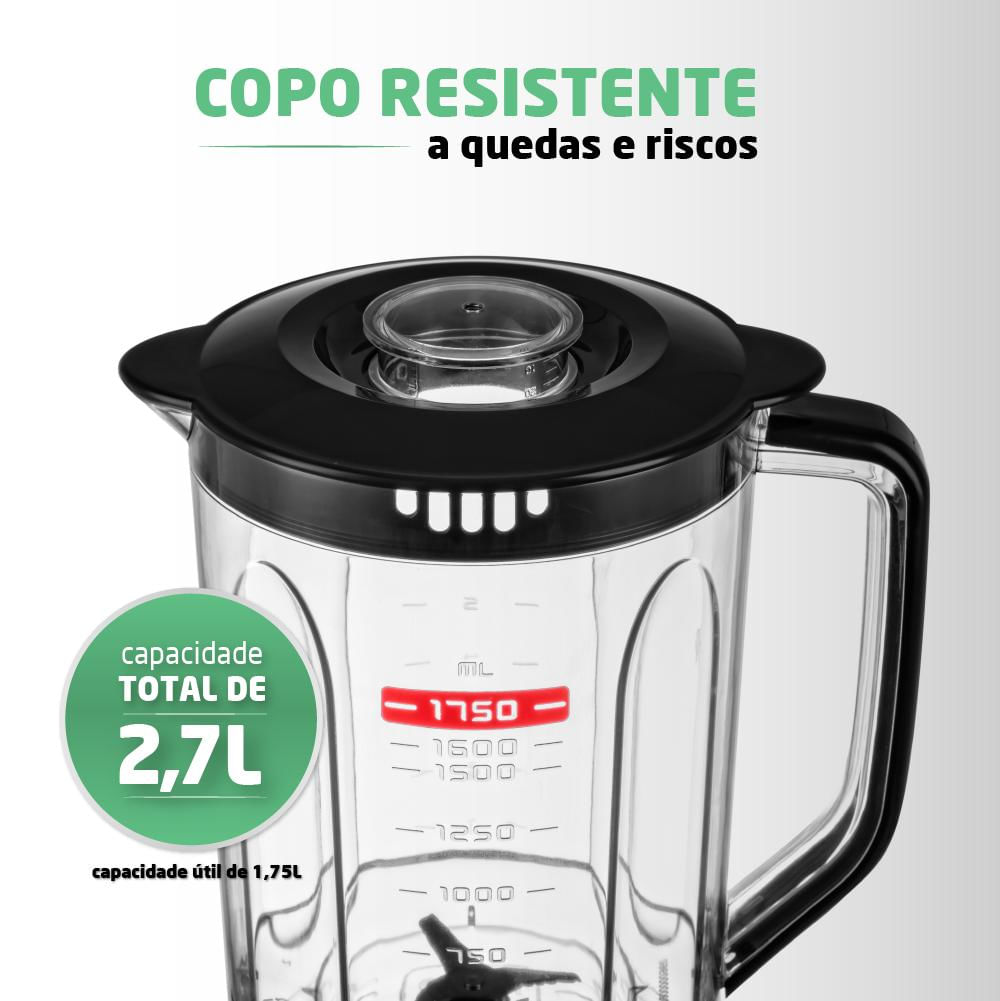 Liquidificador com Filtro 900W 2.7L Mondial Turbo L-900 FB 5 Velocidades Preto 127V 127V