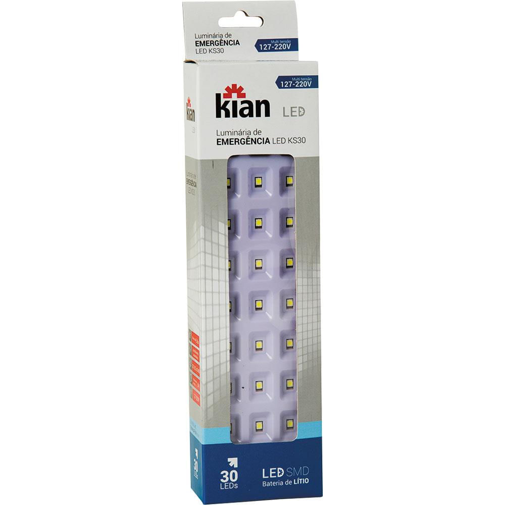 Luminária de Emergência com 30 Leds Kian KS30 Bivolt Bivolt