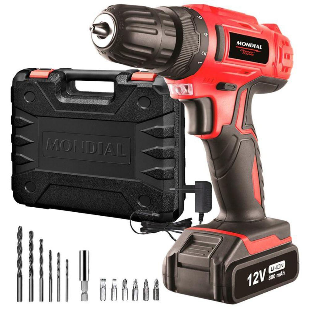 Furadeira Parafusadeira sem Fio 12V 3/8" Mondial FPF-06M Bivolt